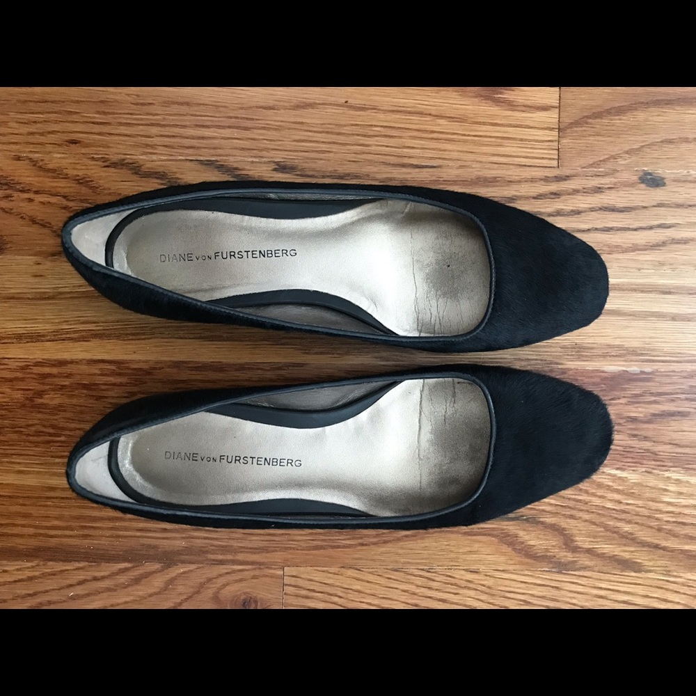 DVF Calf Hair Black Ballet Flats